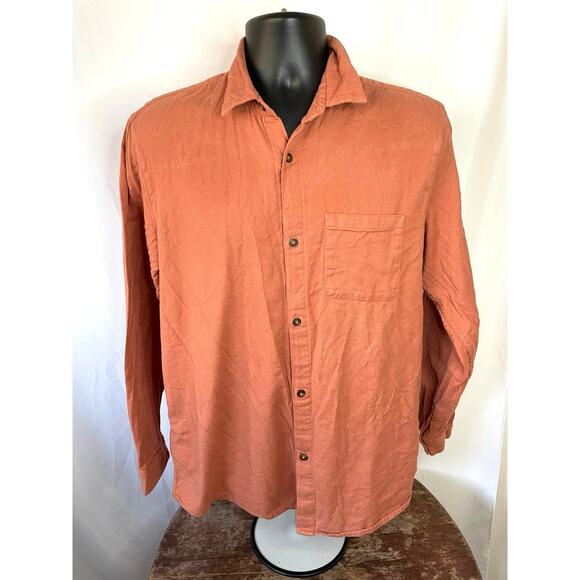 Urban Outfitters Rust Textured Button-Up Shirt Men’s S - Picture 1 of 7